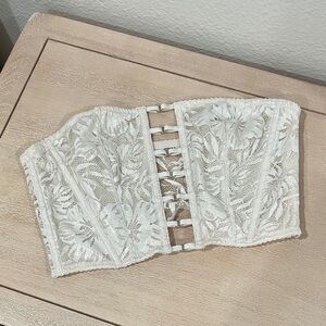 Pink by Victorias Secret sparkly white lace corset top